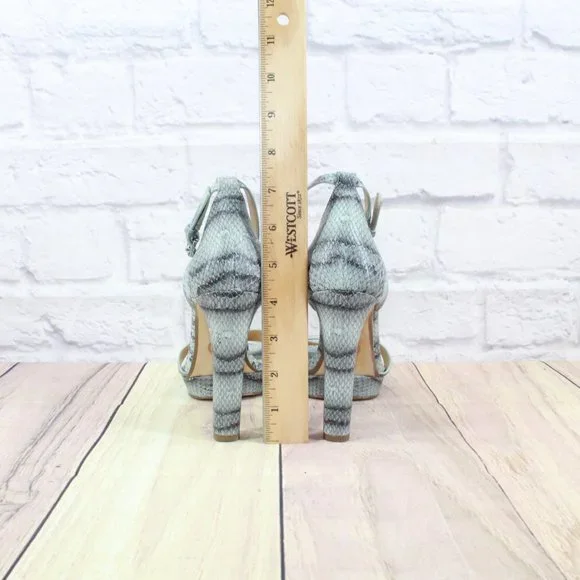 Michael Kors Divia Gray Snakeskin Leather Platfrom Heel Sandals 6.5 M - Picture 7 of 9